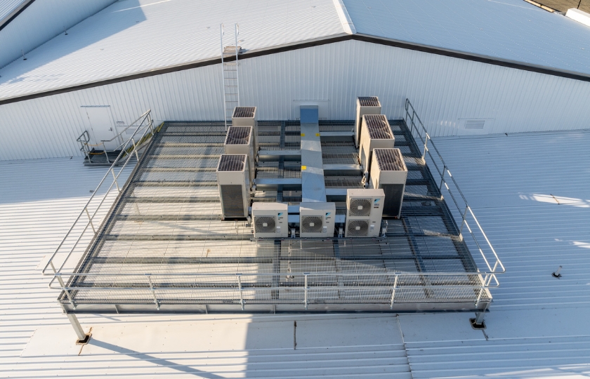 NRG Services providing extensive HVAC-R works, including VRV air conditioning systems complete with energy recovery units at commercial construction project, RDO Equipment Facility in Toowoomba, Queensland.